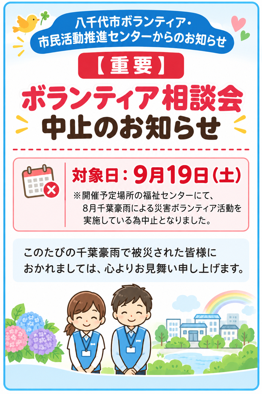 ボランティア相談会　中止案内